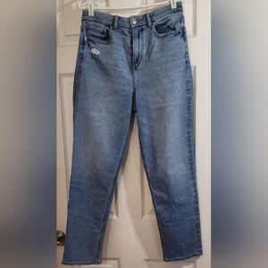 American Eagle 90’s Straight Leg Jeans  Blown Out Blue High Rise 8
